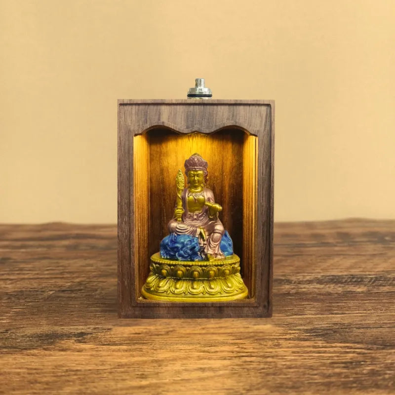 Hand-Painted Mini Shrine for Manjushri and Samantabhadra