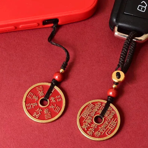 Pendentif pour téléphone portable avec pièce de monnaie fantôme de montagne - Richesse et protection
