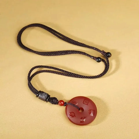 Pendentif Talisman des Cinq Montagnes Sacrées en Agate Naturelle