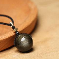 Natural Colorful Eye Black Obsidian Fortune Pendant
