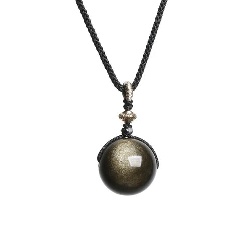 Natural Colorful Eye Black Obsidian Fortune Pendant
