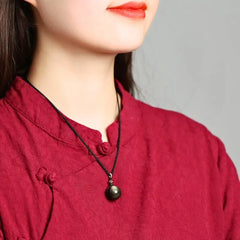 Natural Colorful Eye Black Obsidian Fortune Pendant