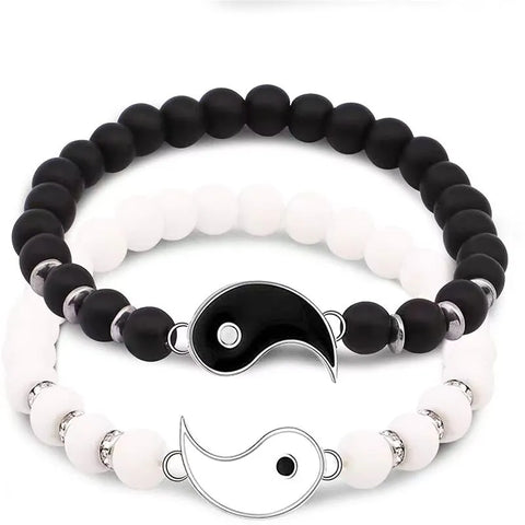 Yin-Yang-Bagua-Tai-Chi-Armband aus natürlichem Milchglas – perfekt für Paare