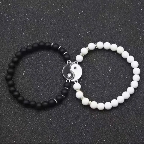 Yin-Yang-Bagua-Tai-Chi-Armband aus natürlichem Milchglas – perfekt für Paare