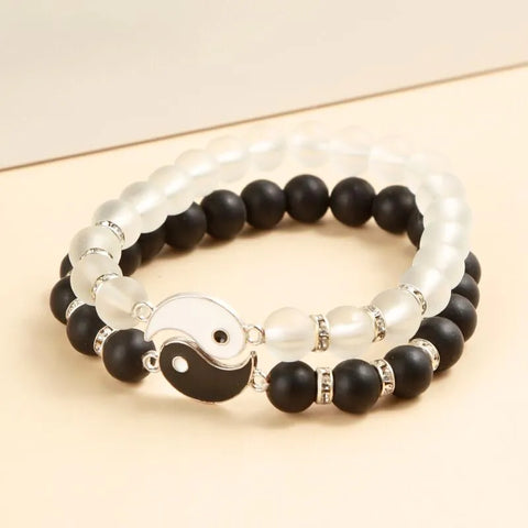 Yin-Yang-Bagua-Tai-Chi-Armband aus natürlichem Milchglas – perfekt für Paare