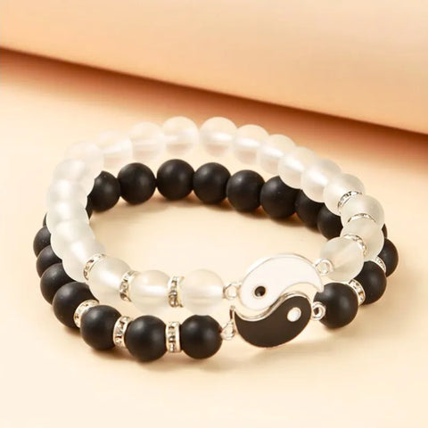 Yin-Yang-Bagua-Tai-Chi-Armband aus natürlichem Milchglas – perfekt für Paare