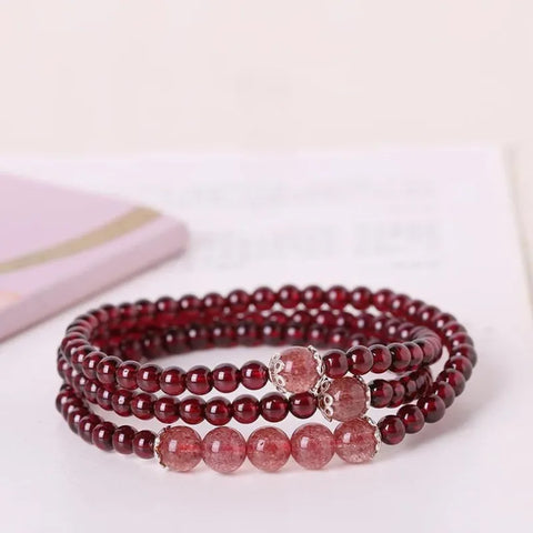 Bracelet en grenat naturel - Aspiration à l'amour et au bonheur