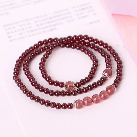 Bracelet en grenat naturel - Aspiration à l'amour et au bonheur