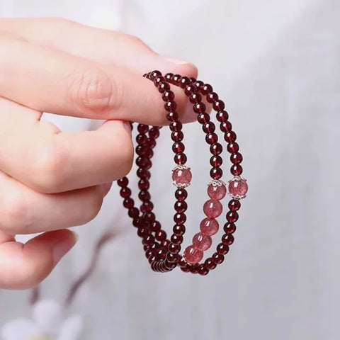 Bracelet en grenat naturel - Aspiration à l'amour et au bonheur