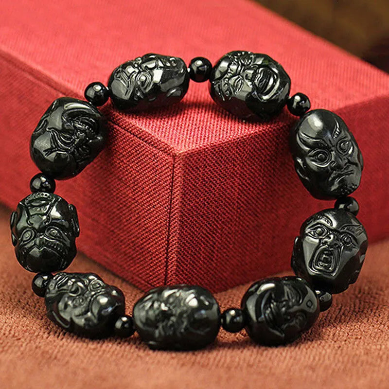 Natural Jade Eighteen Arhats Bead Bracelet