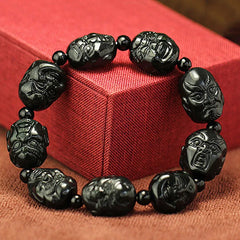 Natural Jade Eighteen Arhats Bead Bracelet