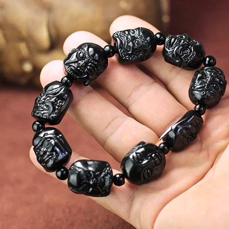 Natural Jade Eighteen Arhats Bead Bracelet