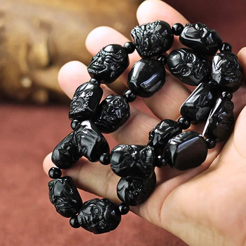 Natural Jade Eighteen Arhats Bead Bracelet