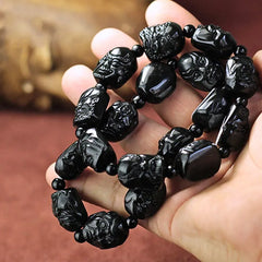 Natural Jade Eighteen Arhats Bead Bracelet