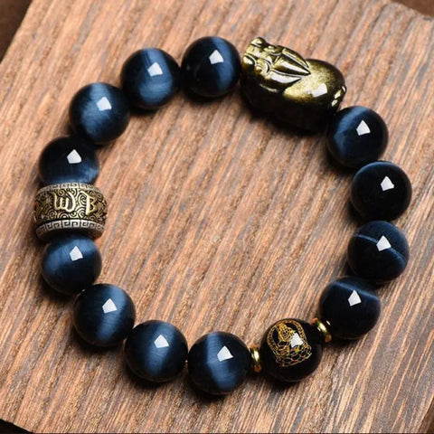Pixiu Tigerauge Trinity Armband Die Energiekette für Glück, Erfüllung und ein buntes Leben