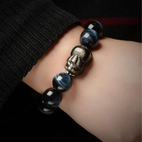 Pixiu Tigerauge Trinity Armband Die Energiekette für Glück, Erfüllung und ein buntes Leben
