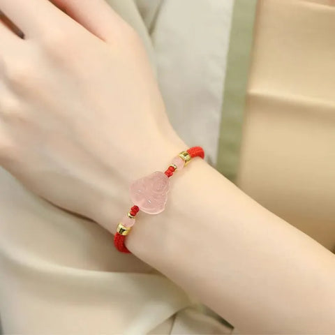 Bracelet Bouddha Maitreya en quartz rose - Pour le bonheur et l'ouverture d'esprit