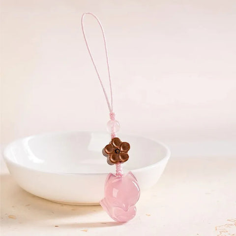 Cordon de téléphone portable en quartz rose - Attire la chance en amour