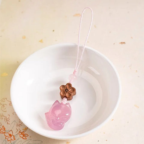 Cordon de téléphone portable en quartz rose - Attire la chance en amour