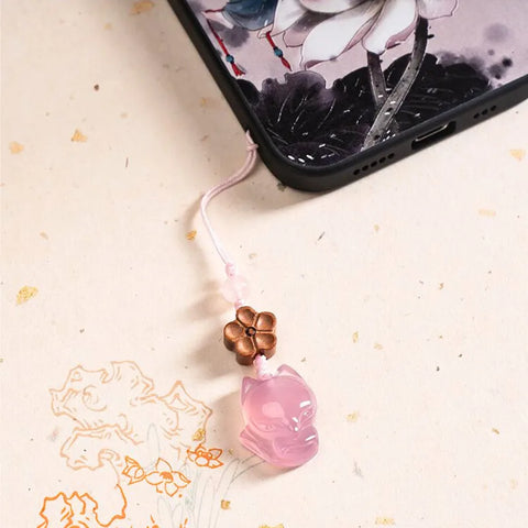 Cordon de téléphone portable en quartz rose - Attire la chance en amour