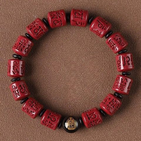 Sechs-Wort-Mantra Zinnober Geburts-Buddha-Armband
