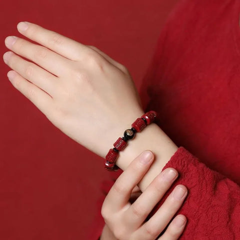 Sechs-Wort-Mantra Zinnober Geburts-Buddha-Armband