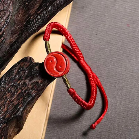 Taoistisches Bagua Yin-Yang Zinnoberrotes Seilarmband