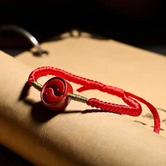 Bracelet taoïste Bagua Yin-Yang en corde rouge vermillon