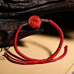 Bracelet taoïste Bagua Yin-Yang en corde rouge vermillon