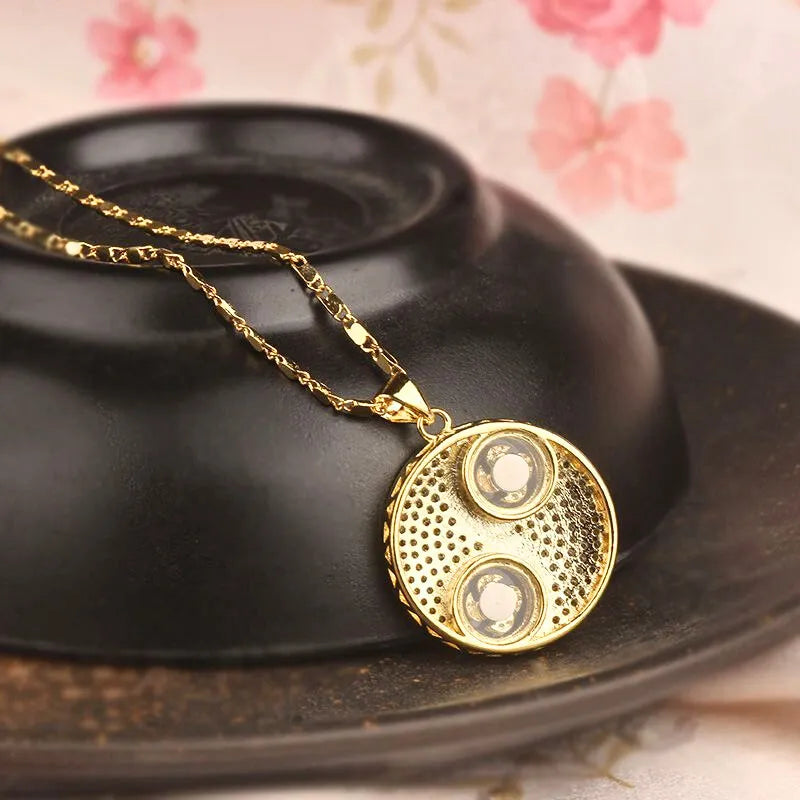 Taoist Tai Chi Bagua Necklace with Diamond Inlay - Wealth Attracting & Good Fortune