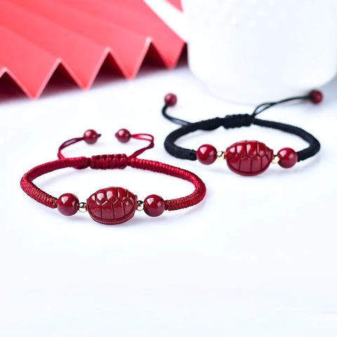 Bracelet taoïste en écaille de tortue vermillon attirant la richesse