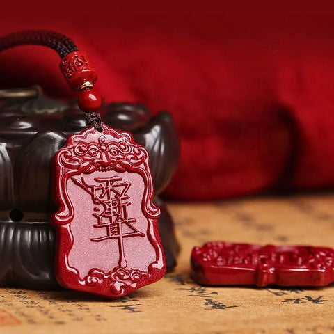 Taoistischer Zinnoberroter Ziwei und Leizu Talisman-Anhänger