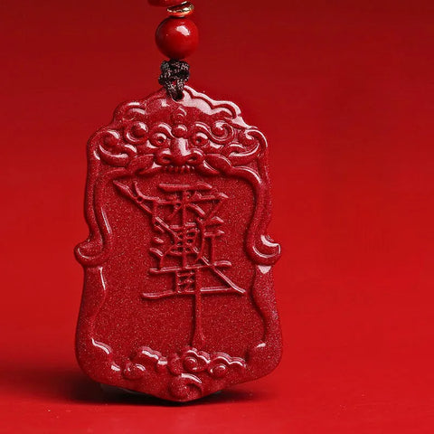 Taoistischer Zinnoberroter Ziwei und Leizu Talisman-Anhänger