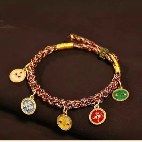 Bracelet tibétain en corde à cinq couleurs pour l'année de naissance