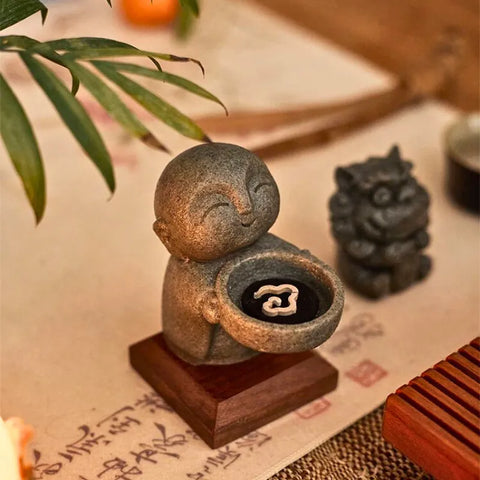 Bougeoir décoratif moine zen – Mini figurine pour la décoration intérieure
