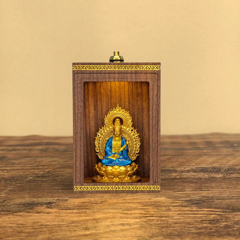 Handcrafted Walnut Zodiac Guardian Buddha Shrine Altar